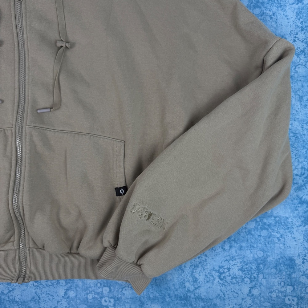 Popflex Hoodie Women's S/M Tan Taupe Full Zip Oversized Cropped Long Sleeve - Picture 4 of 11